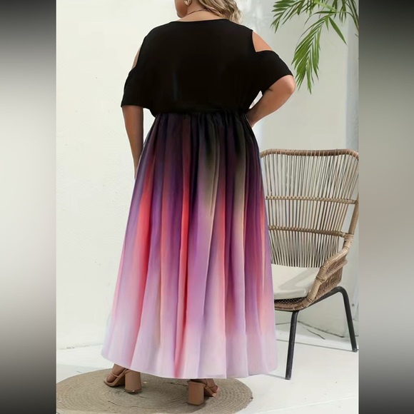 Luxe plus size cold shoulder party formal maxi dress - Picture 3 of 5